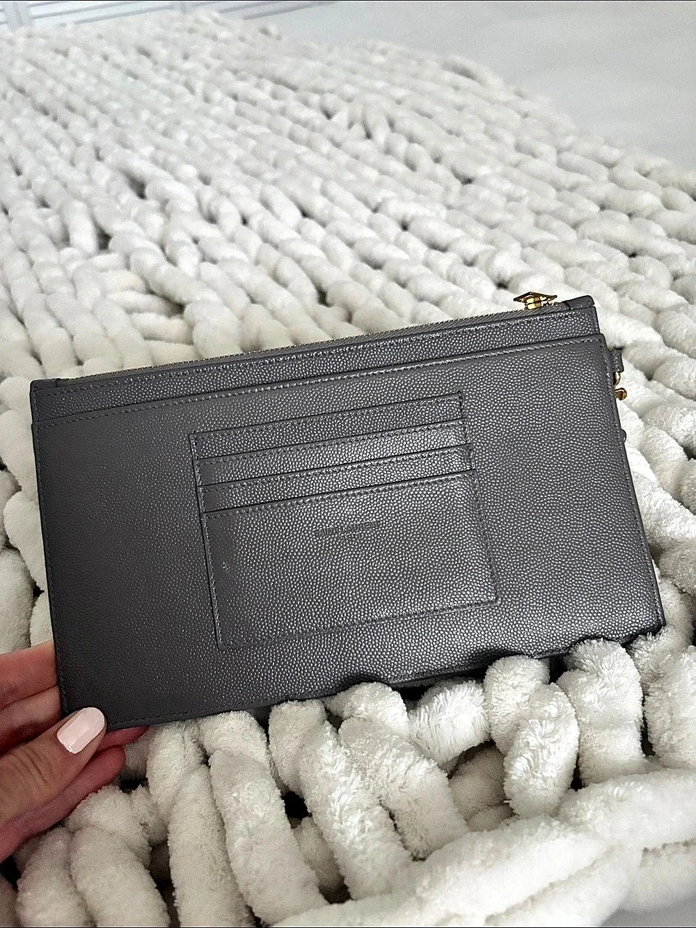 Saint Laurent Monogram Matelassé Chevron Tablet Pouch Gray Like New